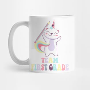 Cute Team First Grader Caticorn unicorn Mug
